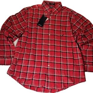 Nautica Mens 100% Cotton Long-Sleeve Button-Down Shirt Red Plaid L NWT